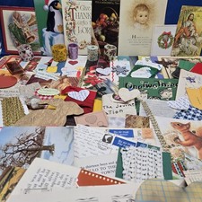 Ephemera Lot 2.5 Lbs Vintage Cards Ribbon Trim Paper Fabric Junk Journaling  picture