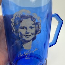 Vintage Shirley Temple Cobalt Blue Glass Pitcher Honeycomb Hazel Atlas 1930s picture