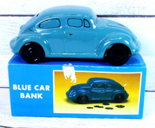 Nanco Ceramic Blue VW Volkswagen Bug Car Bank 9