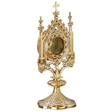 Beautiful Brass Monstrance Cross Reliquary For Church Christian Collectible picture
