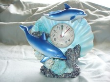 5 - inch Swimming Dolphin Resin Figurine Clock, New in Box,  picture