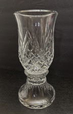 Vintage 2 Piece Clear Cut Crystal Hurricane Lamp Candle/Votive Holder Pineapple picture