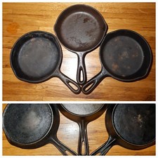 Lot Of 3 Vintage Vollrath #3 B Copy Cast Iron Skillet Heat Ring Camping  picture