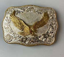 Vintage El Arturo  Crumrine Bronze  3D Eagle Large  Western Style Belt Buckle picture