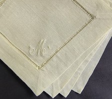 Vintage Linen Cocktail Napkins x 4 