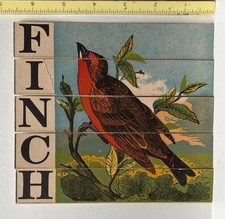 1880’S VICTORIAN DISSECTED SLAT PUZZLE SPELLS FINCH~BIRD ON TREE BRANCH picture