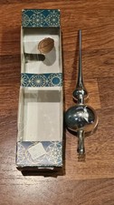 Vintage SMALL Hand-Blown Silver Glass Finial Christmas Finial Tree Topper picture