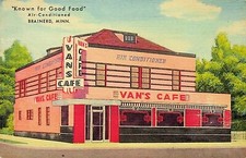 VINTAGE POSTCARD VAN'S CAFE BRAINERD MINNESOTA ART DECO ARCHITECTURE UNPOSTED picture