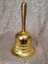 Solid Brass Hand Bell with Brass Handle Nautical School Dinner  6.5” picture