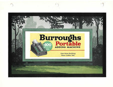 VTG 1926 BURROUGHS PORTABLE ADDING MACHINE PAPER SIGN 11x8.5
