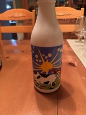 Vintage Egizia Glass Milk Bottle Dairy Cow & Milkman Vibrant Painted picture
