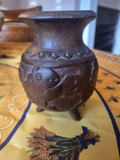 Wooden Carved Tribal 3 Legged Primative Style Animal Brown Unique OOAK z picture