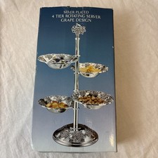 Vintage Godinger Silver Co. 4-tier rotating server with a grape/leaf design.  picture