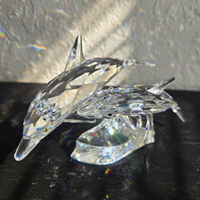 Swarovski Crystal SCS 1990 Lead Me Mother & Child Dolphins Retired Figurine picture