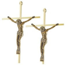 Leinuosen 2 Pcs Metal Crucifix Wall Cross 10 x 5 x 1 Inch Gold Home Cross Wall  picture