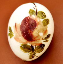 Antique Victorian Milk Glass Hand Blown Painted Flower 