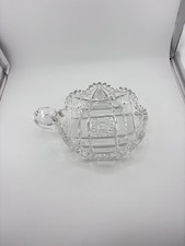Handled Nappy Nut or Candy Dish Clear Glass with Hobstars Stars and Diamond Cuts picture