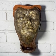 Handmade Clay Face Wall Planter 2006 Ceramic Goddess Head Pot Art Pocket Vase picture