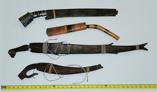 Thailand Antique Sword Philippine Indonesian Scabbard Exotic Wood Carved Forged picture