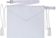 Masonic Hub Candidate / Entered Apprentice Faux Leather Apron with White Tassels picture