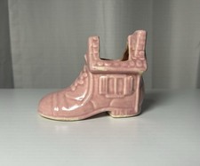 Vintage McCoy Pink Little Old Lady In A Shoes House Planter Vase USA 1940s picture