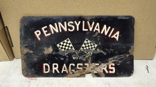 Vintage 1950's Pennsylvania Dragsters Car Club Metal Sign Drag Racing Gasser Old picture