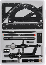 - Professional Geometry Set, 15 Pcs, Drafting Tools with Protractor | picture
