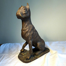 Vintage Textured Patinated Bronze Metal Dog Very Collectible picture
