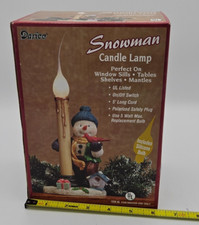 Vintage Darice Snowman Electric Christmas Holiday Candle Lamp Table Shelf Mantle picture