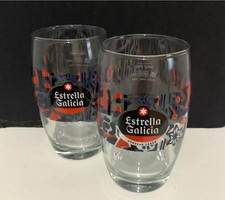 2 x Rare Estrella Galicia Beer Lager Half Pint Glases NEW CE Bar Gift Man Cave picture