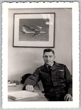 Vtg B&W Snapshot Man USAF Pilot Captain John P Rasch Jr B-36 Bomber 1950s picture