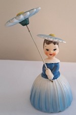 Vintage 1956 Napco Flower Of The Month “Miss Daisy” Porcelain Flower Girl Blue picture