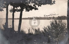 View From Slocums Landing, Trenton MI Michigan 1907 RPPC Photo Postcard COPY picture