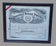 1924 SS Peter & Paul Parochial School Diploma Elmira NY Antique Framed Catholic picture