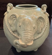 Vintage Thai Sawankholok Celadon Elephant Jar, perfect condition, 1930’s picture