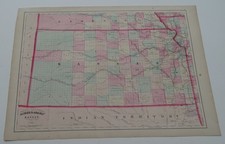 1875 Map KANSAS removed from Asher & Adams Railroad Atlas (w/Indian Territory) picture