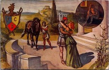 1907 Alameda CA Postcard Classical Romance Scene F.C.B. Emblem Art picture
