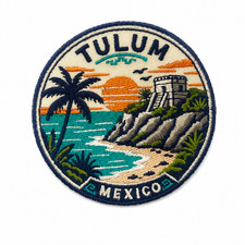 Tulum Mexico Patch 3 Inch Iron On Embroidered Beach Travel Souvenir Applique picture