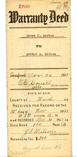 1921 Ohio Warranty Deed — James W. Gorton to Arthur M. Eidson, Wood County picture