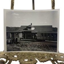 Vintage C&O Railroad Passenger Train Station Depot Photo 4x5 B&W Gelatin Orig picture