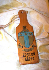 VINTAGE Alpha Tau Omega fraternity 1946 Formal mini-paddle w/ crest, EK chap ATO picture