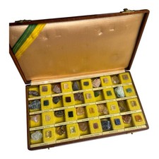 Vintage Rock and Mineral Collection in Wooden Display Box picture