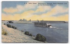 S.S. Delta Queen Kentucky Dam Mammoth Lock Tennessee River Curteich Linen picture