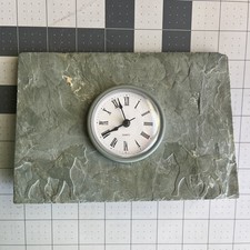Vintage Clock Standing Carved Horse Art Deco Marble Stone Desk Mantle 5” Tall picture