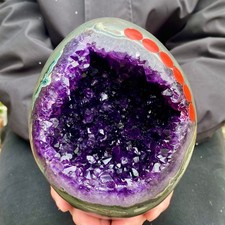 4.62LB High quality Natural Amethyst geode quartz crystal Dinosaur egg healing picture