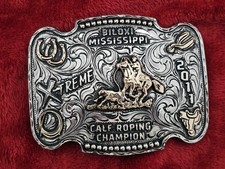 Calf Roping☆X~TREME☆2011☆RODEO CHAMPION TROPHY BUCKLE☆Biloxi Mississipp☆RARE☆T53 picture