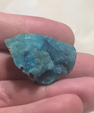 Sparkling Blue Hemimorphite Druzy Specimen - Pocketed Crust - 31x31mm (17g) picture