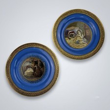 Set Of 2 - F & R Pratt Fenton Prattware Little Red Riding Hood Small Plates 5.4” picture