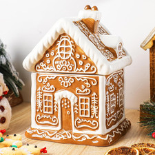 Chunful Classic Brown 9.3 Inch Christmas Gingerbread House Cookie Jar, Ceramic C picture