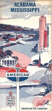 1963 AMERICAN Road Map ALABAMA MISSISSIPPI Montgomery Mobile Birmingham Jackson picture